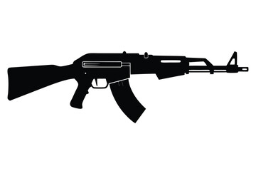 ak 47 rifle silhouette line art vector illustration
