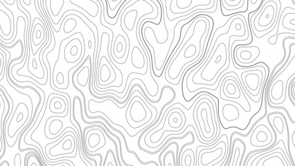 Abstract topographic map contour, white background and black wave lines pattern texture. geographic contour map grid backdrop paper texture. terrain path isolated on a background. © Mst