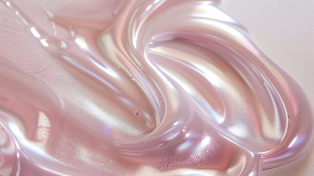 Shimmering cosmic-inspired beauty product with creamy vibrant, starry texture. Highlighter or moisturizer smear background