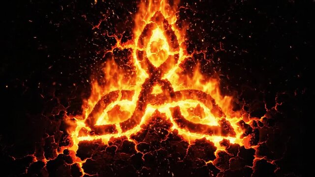 Blazing Celtic Knotwork Symbol on Fire