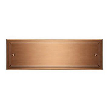 Copper plaque with raised edges and screws isolated on transparent background