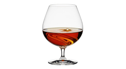 Cognac in a snifter glass isolated PNG, amber liquid swirling inside, elegant drink for celebrations and special occasions