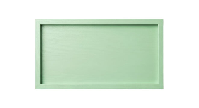 Empty light green wooden tray isolated PNG, serving tray for breakfast in bed or decorative display on transparent background