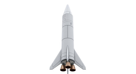 Obraz premium Detailed space shuttle PNG isolated on transparent background, futuristic rocket with wings and engines for science and technology concepts