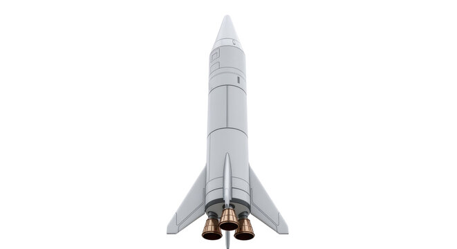 Detailed space shuttle PNG isolated on transparent background, futuristic rocket with wings and engines for science and technology concepts