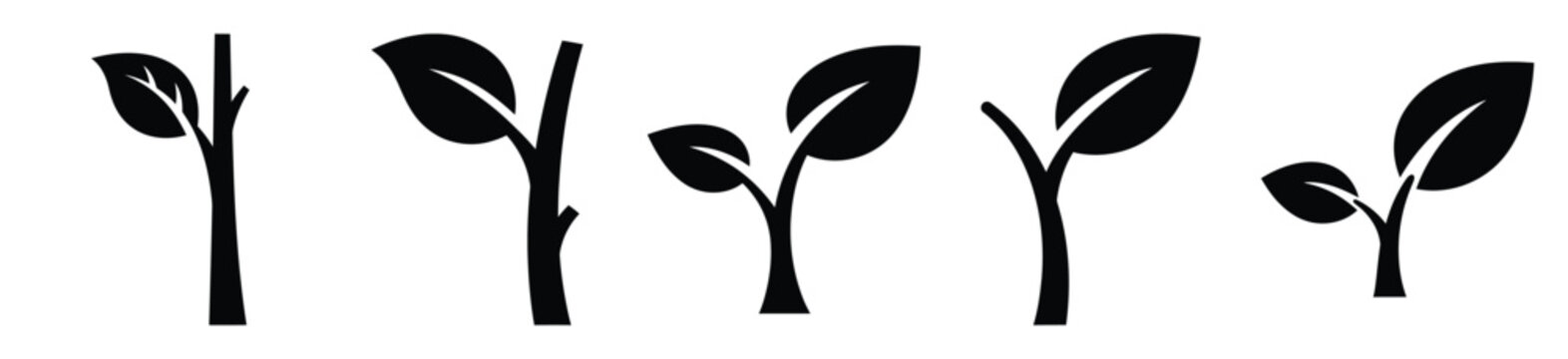 National Arbor Day sapling with leaf vector icon set. Arbor Day creative concept and Simple illustration, icon design solid black color with white background.