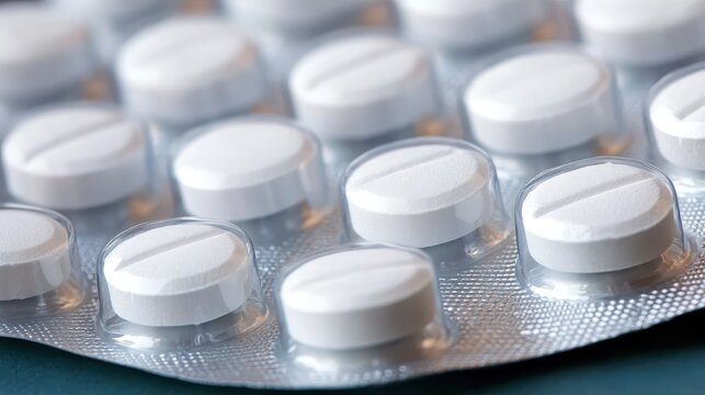 White round emergency iodine tablets sealed in a blister pack for health and safety
