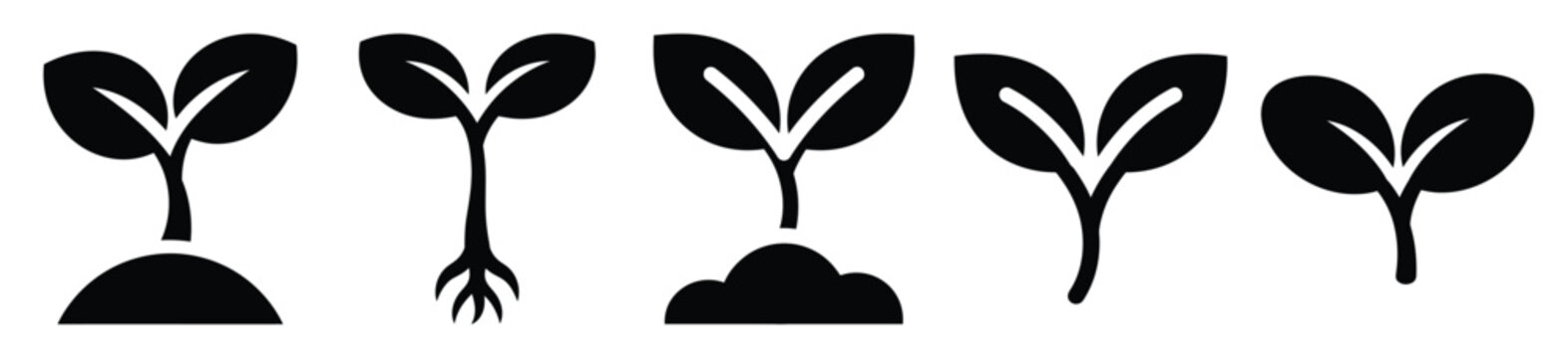 National Arbor Day seedling sprout vector icon set. Arbor Day creative concept and Simple illustration, icon design solid black color with white background.