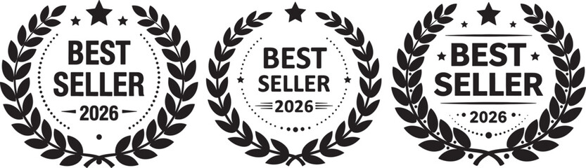 Obraz premium best seller award badges with laurel wreath and stars