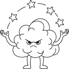 Hand drawn vector illustration of a cute cartoon sheep and elephant character featuring a funny happy lamb with woolly farm animal sketch art