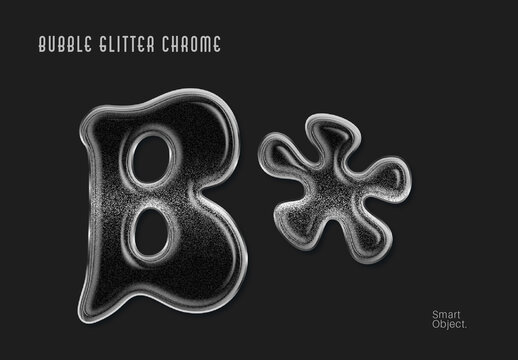 Bubble Glitter Chrome Text Effect