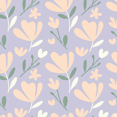 Seamless Pastel Floral Pattern &ndash; Lavender & Peach illustration 
