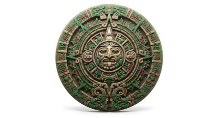 Obraz premium Ancient Aztec Calendar: A detailed view of an ancient Aztec calendar, a symbol of complex understanding of time, culture and the cosmos.
