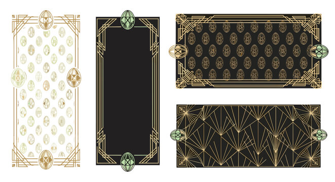 Set of vintage ornate frames with gold accents and intricate designs