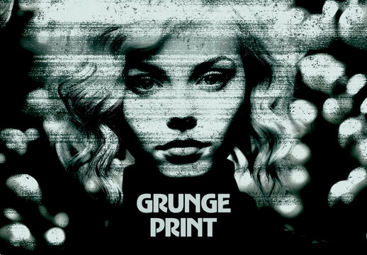 Glitch Grunge Print Photo Effect