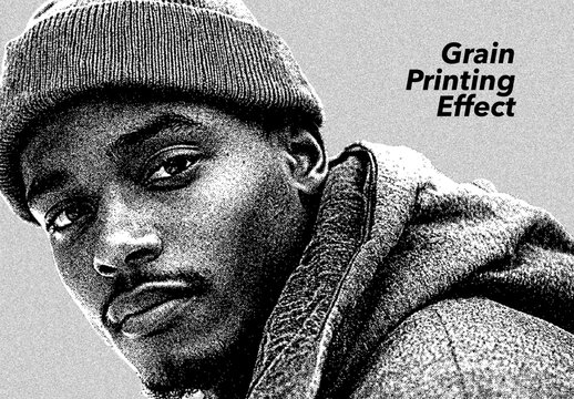 Grain Printing Monochrome Effect Mockup