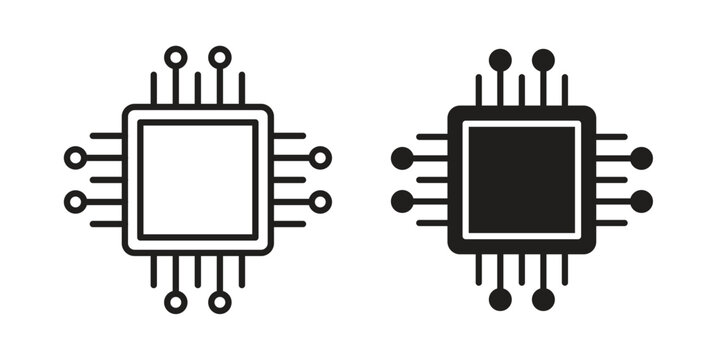 Computer chip icon in editable style. Vector icon graphics