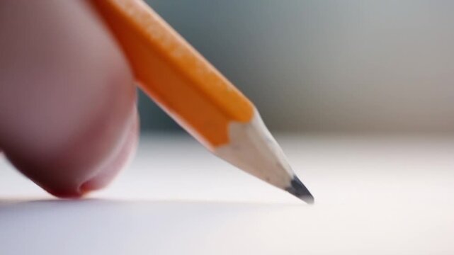 Drawing a picture on a white sheet of paper with a pencil in close-up view, drawing with a simple pencil