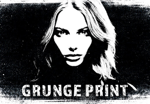 High Contrast Grunge Print Photo Effect