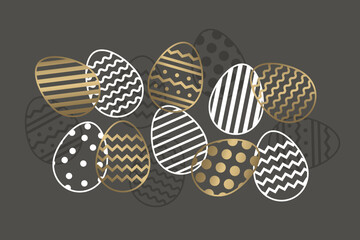 Minimal Easter background with golden eggs. Elegant design. Vector illustration