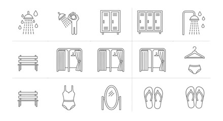 Collection of Simple Line Icons for Hotel and Spa Services.