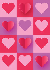 Geometric background with paper cut heart. Modern design for Valentine&rsquo;s Day, Mother&rsquo;s Day and Women&rsquo;s Day. Vector illustration