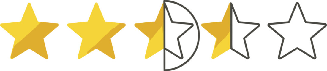 Obraz premium A graphic illustration of star ratings with a mix of filled and outlined stars