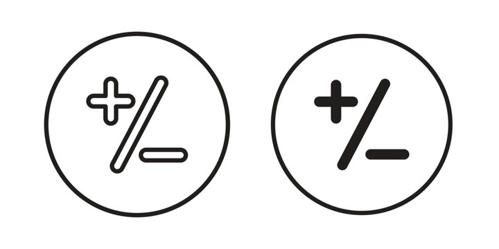 Plus minus icon in editable style. Vector icon graphics