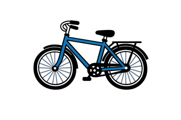 Fototapeta premium A minimalist illustration of a blue bicycle with grey spokes against a solid black background. The design features a stylized frame and simple geometric shapes for the wheels.