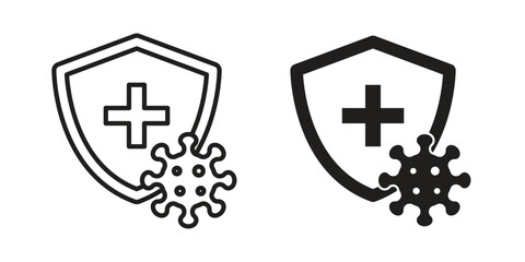 Obraz premium Shield virus icon in editable style. Vector icon graphics
