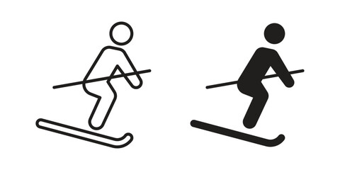 Skiing icon in editable style. Vector icon graphics © Oliver
