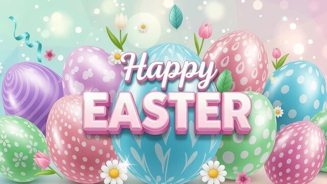 Vibrant easter celebration with colorful eggs and festive animation