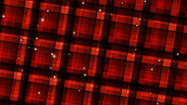 Abstract Red Plaid Pattern with Glowing Lights