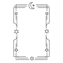 Celestial Moon and Stars Border Frame Line Art Vector