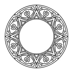 Mandala Coloring Page Circular Geometric Pattern Line Art