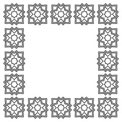 Islamic Geometric Star Pattern Border Frame Line Art Vector