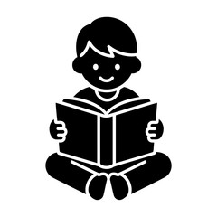 Child Reading Book Icon Vector Illustration for Education and Literacy