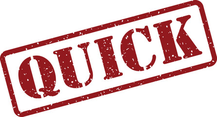 Vibrant red grunge rubber stamp mark with the word QUICK showing speed and urgency for tasks