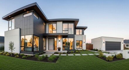 modern house with garden