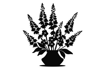 foxglove flower vase silhouette line art vector illustration © kanchanrani