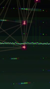 Vertical video: Magenta nodes responding to pulse, rising to meet dot band, showing correlation