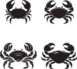 Black crab silhouette vector illustration isolated on white background