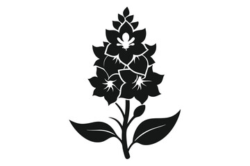 delphinium silhouette line art vector illustration