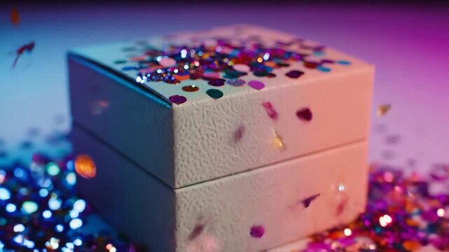 Close-up of elegant texture box with a colorful light. Texture and abstract concept.