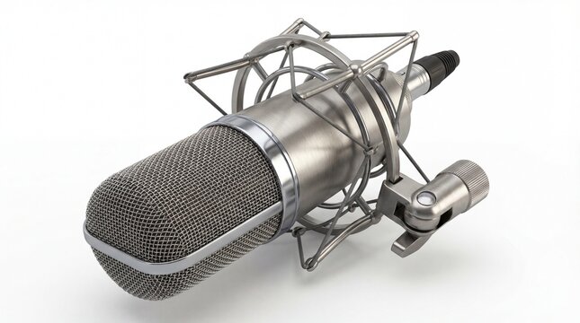 Microphone isolated on white background 3D render