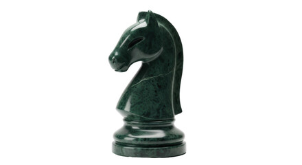 Obraz premium Green marble chess knight isolated PNG, strategy game piece for board games and design projects on transparent background