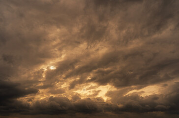 Beautiful colorful sunset with orange clouds. Sky background.