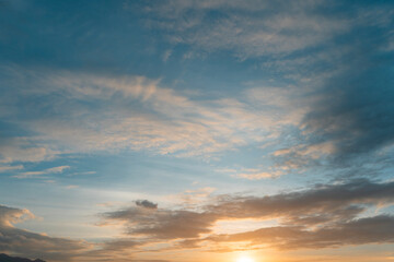 Beautiful colorful sunset with orange clouds. Sky background.
