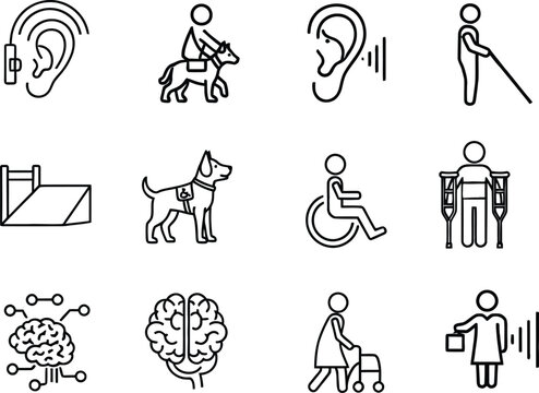 Accessibility icons for people with disabilities