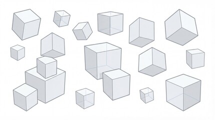 Fototapeta premium Cube white collection. 3d models with perspective. Vector stock illustration isolated on white background.